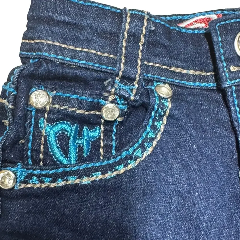 Cowgirl Hardware Embroidered Blue Gray Rhinestone Jeans 12-18mo